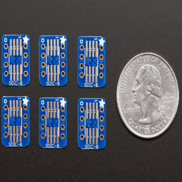 디바이스마트,커넥터/PCB > PCB기판/관련상품 > IC 변환기판 > 다기능 (복합) 변환기판,Adafruit,SMT Breakout PCB for SOIC-8, MSOP-8 or TSSOP-8 - 6 Pack! [ada-1212],8-TSSOP/8-MSOP, 8-SOIC 칩셋을 PCB에 활용하기 위한 키트