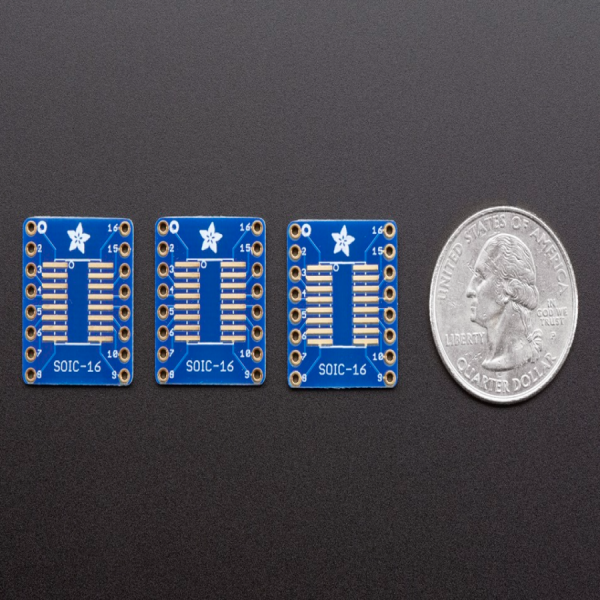디바이스마트,커넥터/PCB > PCB기판/관련상품 > IC 변환기판 > 다기능 (복합) 변환기판,Adafruit,SMT Breakout PCB for SOIC-16 or TSSOP-16 - 3 Pack! [ada-1207],16-TSSOP, 16-SOIC 칩셋을 PCB에 활용하기 위한 키트