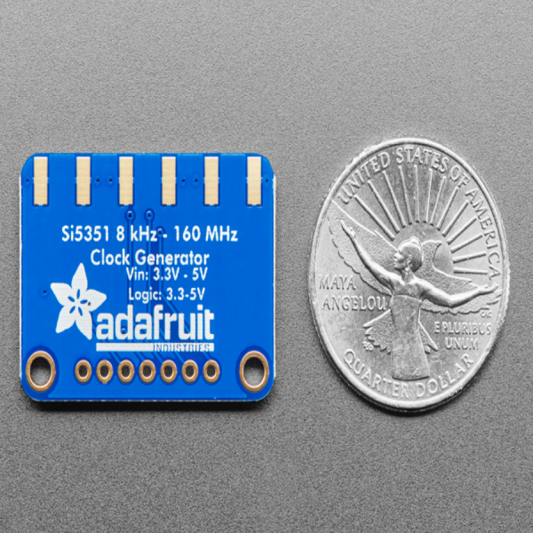 디바이스마트,MCU보드/전자키트 > 전원/신호/저장/응용 > 클럭제너레이터/기타,Adafruit,Adafruit Si5351A Clock Generator Breakout Board - 8KHz to 160MHz [ada-2045],Si5351A clock generator / 25MHz crystal reference / internal PLL & divider / I2C controller / 3-5VDC / 3V or 5V logic / 31mm x 22mm x 2mm