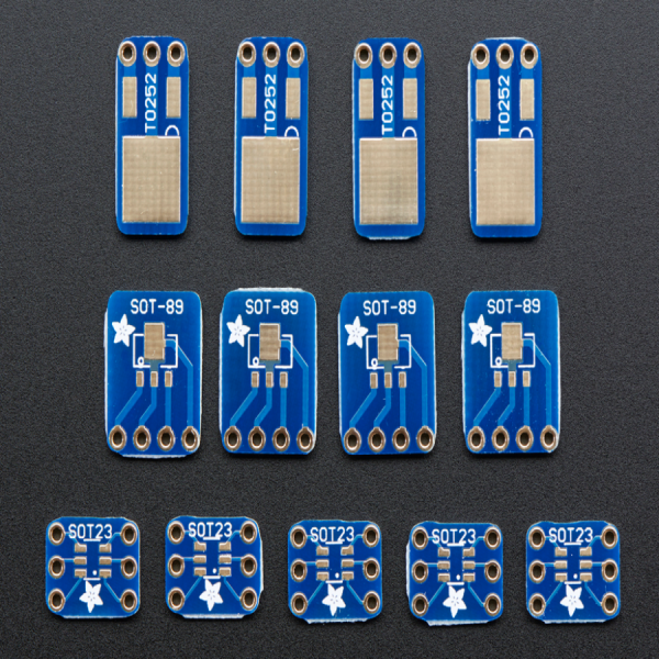 디바이스마트,커넥터/PCB > PCB기판/관련상품 > IC 변환기판 > 다기능 (복합) 변환기판,Adafruit,SMT Breakout PCB Set For SOT-23, SOT-89, SOT-223 and TO252 [ada-1230],SOT-23, SOT-89, SOT-223 and TO252 칩셋을 PCB에 활용하기 위한 키트 / 5 x SOT-23 + 4 x SOT-89 or SOT-223 + 4 x TO-252