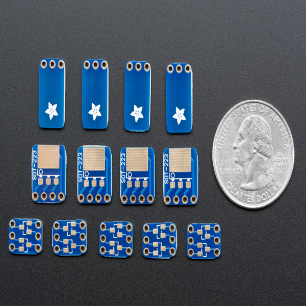 디바이스마트,커넥터/PCB > PCB기판/관련상품 > IC 변환기판 > 다기능 (복합) 변환기판,Adafruit,SMT Breakout PCB Set For SOT-23, SOT-89, SOT-223 and TO252 [ada-1230],SOT-23, SOT-89, SOT-223 and TO252 칩셋을 PCB에 활용하기 위한 키트 / 5 x SOT-23 + 4 x SOT-89 or SOT-223 + 4 x TO-252