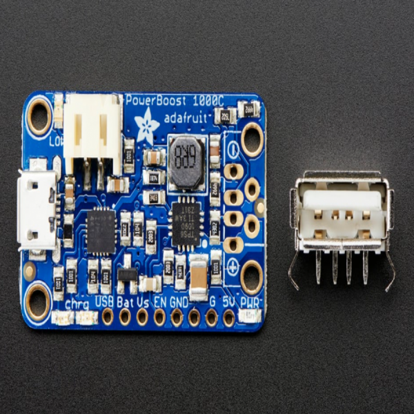 디바이스마트,MCU보드/전자키트 > 전원/신호/저장/응용 > 레벨컨버터/전압관리,Adafruit,PowerBoost 1000 Charger - Rechargeable 5V Lipo USB Boost @ 1A - 1000C [ada-2465],DC/DC boost converter module / TPS61090 boost converter 기반 / 3.7V LiIon,LiPoly battery 를 활용하여 휴대용 장치(아두이노, 라즈베리파이, 비글본 등)에 전원(5.2V 출력)을 공급할 수 있습니다. / 23mm x 45mm x 10mm