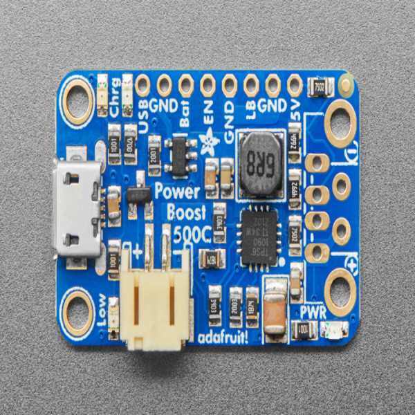 디바이스마트,MCU보드/전자키트 > 전원/신호/저장/응용 > 레벨컨버터/전압관리,Adafruit,PowerBoost 500 Charger - Rechargeable 5V Lipo USB Boost @ 500mA+ [ada-1944],DC/DC boost converter module / TPS61090 boost converter 기반 / 3.7V LiIon,LiPoly battery 를 활용하여 휴대용 장치(아두이노, 라즈베리파이, 비글본 등)에 전원(5.2V 출력)을 공급할 수 있습니다. / 22mm x 37mm x 2mm