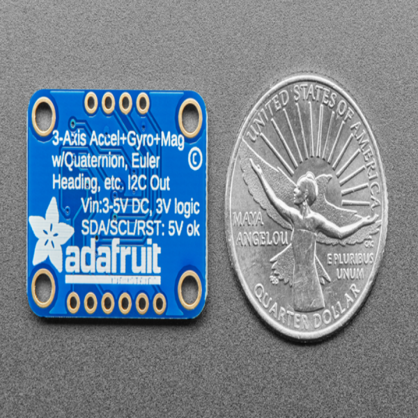 디바이스마트,MCU보드/전자키트 > 센서모듈 > IMU/AHRS(9축 이상),Adafruit,Adafruit 9-DOF Absolute Orientation IMU Fusion Breakout - BNO055 [ada-2472],Euler Vector, 100Hz / Quaterion, 100Hz / Angular Velocity Vector (20Hz) / Acceleration Vector (100Hz) / Magnetic Field Strength Vector (100Hz) / Linear Acceleration Vector (100Hz) / Gravity Vector (100Hz) / Temperature (1Hz)