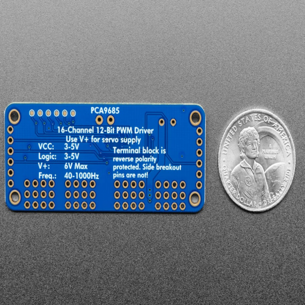 디바이스마트,기계/제어/로봇/모터 > 모터드라이버 > 서보모터 드라이버,Adafruit,Adafruit 16-Channel 12-bit PWM/Servo Driver - I2C interface - PCA9685 [ada-815],2개의 핀을 사용하여 16채널의 PWM output을 컨트롤 하실 수 있습니다.