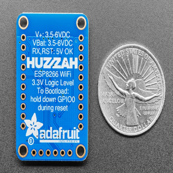 디바이스마트,MCU보드/전자키트 > 통신/네트워크 > 와이파이,Adafruit,Adafruit HUZZAH ESP8266 Breakout [ada-2471],Adafruit HUZZAH ESP8266 breakout / 80 MHz microcontroller (full WiFi front-end + TCP/IP stack with DNS support) / Reset button + User button + Red LED / 25mm x 38mm x 5mm