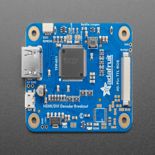 디바이스마트,MCU보드/전자키트 > 카메라/비디오 > 비디오/액션카메라,Adafruit,TFP401 HDMI/DVI Decoder to 40-Pin TTL Braceakout - Without Touch [ada-2218],mini HDMI 디코더 보드 / TTL 디스플레이용 올인원 디스플레이 드라이버 또는 HDMI/DVI 비디오 디코더 / TFP401 (최대 1080p, 800x480 권장, 스케일러 미포함) / 51mm x 68mm x 8.5mm / 디스플레이 미포함