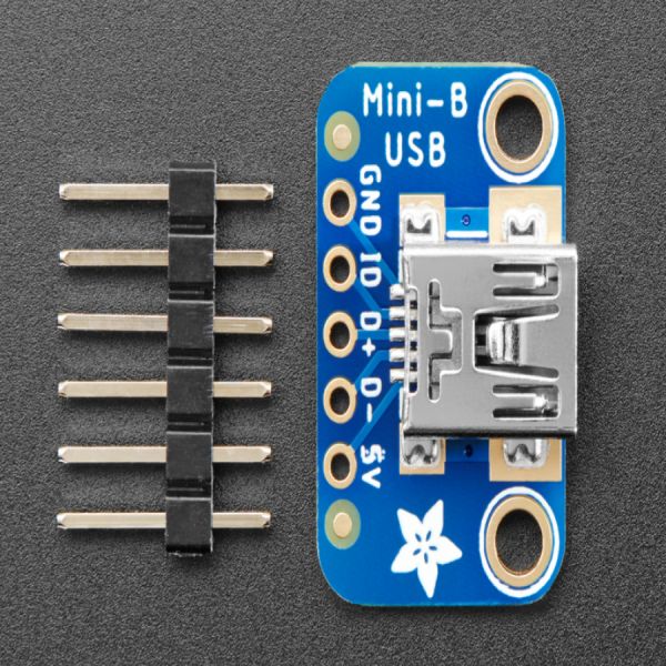 디바이스마트,MCU보드/전자키트 > 통신/네트워크 > USB관련,Adafruit,USB Mini-B Breakout Board [ada-1764],USB Mini-B connector + 5 pins / 21mm x 13mm