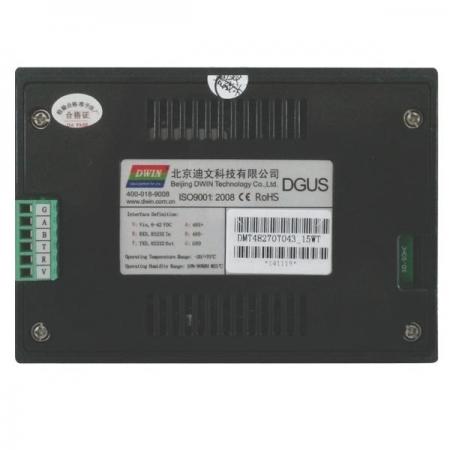 디바이스마트,LED/LCD > LCD COLOR > 칼라터치 LCD패널 > 6인치 컬러터치 LCD패널,DWIN,［DWIN] DMT48270T043_15WT ( 케이스 형 4.3인치, 480xRGBx272, 65K Colors, DGUS LCM ),4.3인치 4선 저항막 터치 스크린, 16:9, 480x272, DGUS 프로그램, 65K Color, 전압[V] 12(6~42), 전류[mA] 150mA@12V, 온도[C] -20/+70, 폰트 32MB, 그림 저장 256MB/896pcs, 56KB RAM, RS232, RS483 인터페이스, Micro SD Card로 그림 파일 다운 로드, RTC, 부저 기능, 검정색 케이스 장착, 산업용