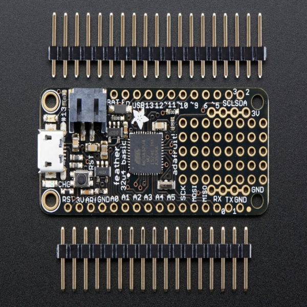 디바이스마트,MCU보드/전자키트 > 프로세서/개발보드 > AVR > ATMEGA32,Adafruit,Adafruit Feather 32u4 Basic Proto  [ada-2771],51mm x 23mm x 8mm / 4.8gram / ATmega32u4 @ 8MHz with 3.3V logic/power