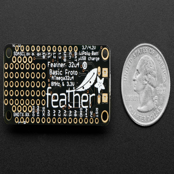 디바이스마트,MCU보드/전자키트 > 프로세서/개발보드 > AVR > ATMEGA32,Adafruit,Adafruit Feather 32u4 Basic Proto  [ada-2771],51mm x 23mm x 8mm / 4.8gram / ATmega32u4 @ 8MHz with 3.3V logic/power