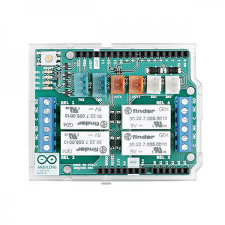디바이스마트,오픈소스/코딩교육 > 아두이노 > 아두이노 정품 보드/쉴드/키트,아두이노,Arduino 4 Relays Shield,A000110 / 아두이노의 디지털 I/O로는 컨트롤할 수 없는 고전원 컨트롤을 위한 솔루션 / 총 4개의 릴레이로 구성, 각 릴레이는 2개의 전극 변환 접점(NO and NC) 제공 / 4개의 LED를 통한 각 릴레이의 on/off 상태확인 가능 / 작동 전압 : 5V