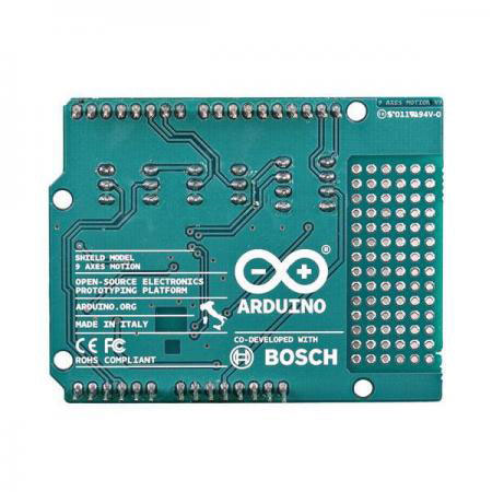디바이스마트,오픈소스/코딩교육 > 아두이노 > 아두이노 정품 보드/쉴드/키트,아두이노,Arduino 9 Axis Motion Shield,A000070 / Bosch BNO055 방향센서 기반 / 통합 3축 14bit 가속도센서, 3축 16bit 자이로스코프(범위 : ±2000도/초), 3축 지자기센서 / BSX3.0 FusionLib / 작동 전압 : 5V