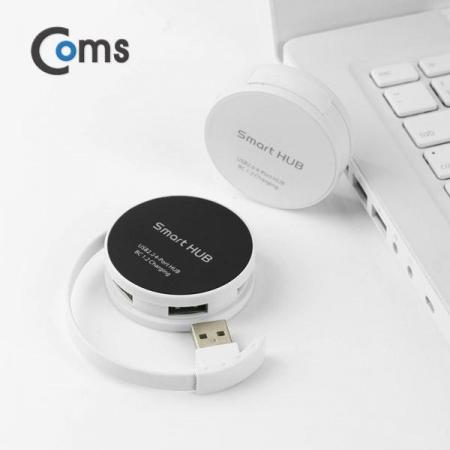 디바이스마트,컴퓨터/모바일/가전 > 네트워크/케이블/컨버터/IOT > 인터넷공유기/허브/랜카드 > USB허브/포트 확장 도킹스테이션,Coms,USB 2.0 (4P/무전원/원형) 흰색, 충전용 [FW915],4P/무전원/원형