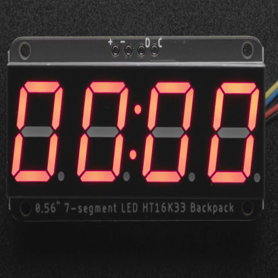 Adafruit 0.56' 4-Digit 7-Segment Display w/I2C Backpack - Red [ada-878]