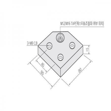 디바이스마트,프로파일 > 부속 및 악세사리 > CASTER/FOOT > 40 SERIES,대영금속,프로파일용 풋베이스 DAFB 8080C (M12),**(구매하는 수량에 따라 착불로 처리 될 수 있습니다) 풋 베이스 / 프로파일 40 & 80 계열용, M12