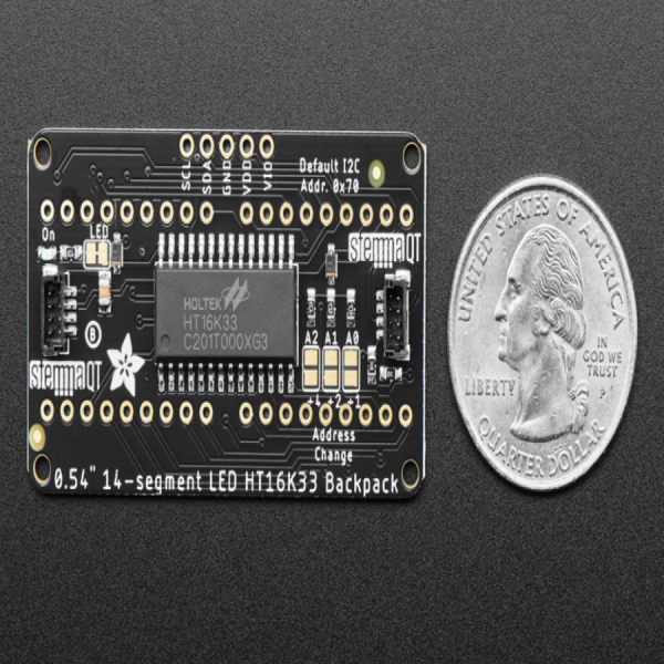 디바이스마트,MCU보드/전자키트 > 디스플레이 > 세그먼트,Adafruit,Quad Alphanumeric Display - Red 0.54' Digits w/ I2C Backpack [ada-1911],모든 알파벳 및 숫자가 표현 가능한 14세그먼트 LED 디스플레이입니다.