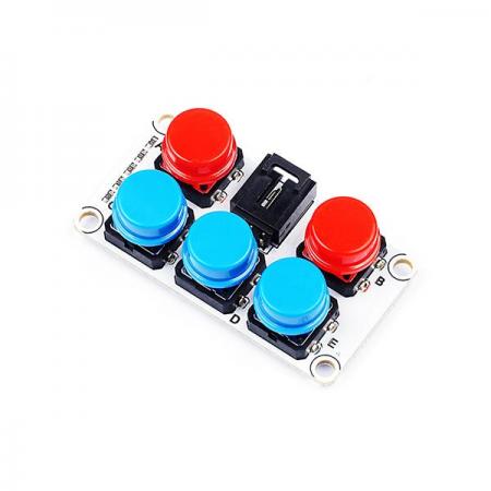 디바이스마트,MCU보드/전자키트 > 버튼/스위치/제어/RTC > 버튼/스위치/조이스틱,ELECFREAKS,옥토퍼스 키패드 모듈 Octopus ADKeypad [EF04017],아날로그 입력을 활용하여 5개의 키패드 버튼 상태를 확인하는 원리 / 55x29mm