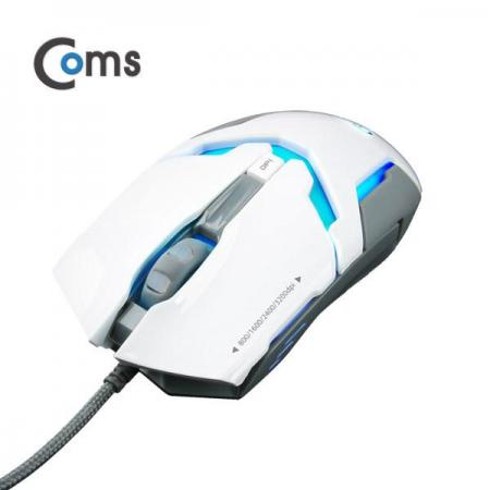 디바이스마트,컴퓨터/모바일/가전 > 키보드/마우스 > 마우스 > 유선 마우스,Coms,게이밍(사무용) 마우스, 흰색 [JD961],7컬러 LED 변환, 최대 3200DPI