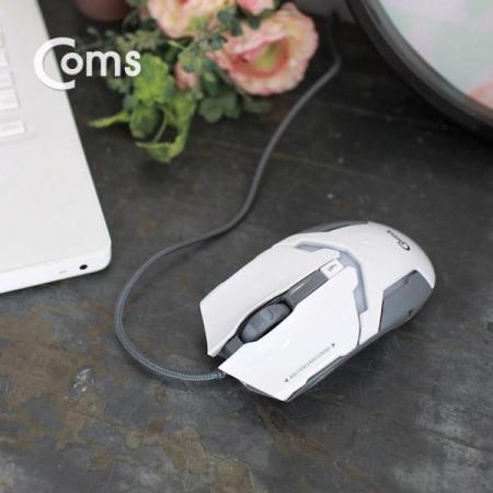 디바이스마트,컴퓨터/모바일/가전 > 키보드/마우스 > 마우스 > 유선 마우스,Coms,게이밍(사무용) 마우스, 흰색 [JD961],7컬러 LED 변환, 최대 3200DPI