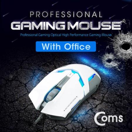 디바이스마트,컴퓨터/모바일/가전 > 키보드/마우스 > 마우스 > 유선 마우스,Coms,게이밍(사무용) 마우스, 흰색 [JD961],7컬러 LED 변환, 최대 3200DPI