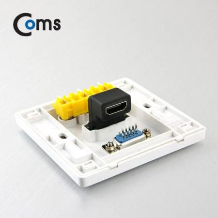 디바이스마트,커넥터/PCB > 플러그/잭 > 매입형 소켓 > 페이스플레이트/프레임,Coms,HDMI 월 플레이트 (HDMI 꺾임형/RGB/3RCA) [IB406],월 플레이트 / HDMI 포트(꺾임형) + RGB(D-sub) + 컴포넌트 RCA x3