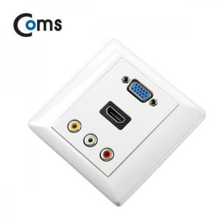 디바이스마트,커넥터/PCB > 플러그/잭 > 매입형 소켓 > 페이스플레이트/프레임,Coms,HDMI 월 플레이트 (HDMI 꺾임형/RGB/3RCA) [IB406],월 플레이트 / HDMI 포트(꺾임형) + RGB(D-sub) + 컴포넌트 RCA x3