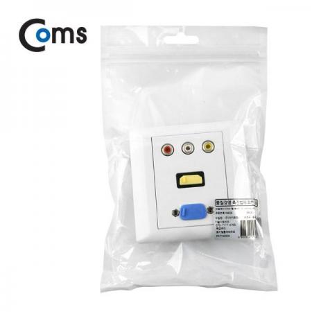 디바이스마트,커넥터/PCB > 플러그/잭 > 매입형 소켓 > 페이스플레이트/프레임,Coms,HDMI 월 플레이트 (HDMI 꺾임형/RGB/3RCA) [IB406],월 플레이트 / HDMI 포트(꺾임형) + RGB(D-sub) + 컴포넌트 RCA x3