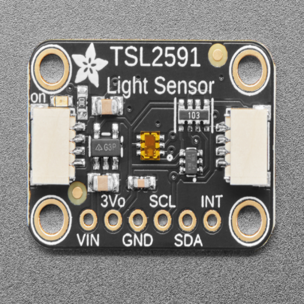디바이스마트,MCU보드/전자키트 > 센서모듈 > 빛/조도/컬러/UV > 빛/조도/CdS센서,Adafruit,Adafruit TSL2591 High Dynamic Range Digital Light Sensor [ada-1980],CdS Cell에 비해 정확하고, 조도를 수치로 측정할 수 있으며, 변경되는 빛을 188 uLux부터 88,000 Lux까지 그 때 그때 탐지, 측정할 수 있음 /  IR, Full Spectrum(또는 가시광선) 모두 개별적으로 측정 가능 / Dinamic Range 600,000,000:1 (HDR) / built in ADC - 라즈베리파이, 아두이노 등 대부분의 MCU와 활용 가능 / 소비전력 : 0.4mA(작동시), 5 uA(대기시)