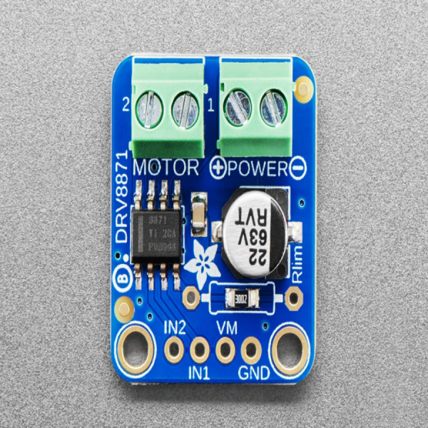 디바이스마트,MCU보드/전자키트 > 버튼/스위치/제어/RTC > 모터/모터컨트롤,Adafruit,Adafruit DRV8871 DC Motor Driver Breakout Board - 3.6A Max [ada-3190],6.5~45V 모터 파워 전압 / IN Pin 상에서 5.5V 로직레벨 / 3.6A 피크 전류 / PWM 제어