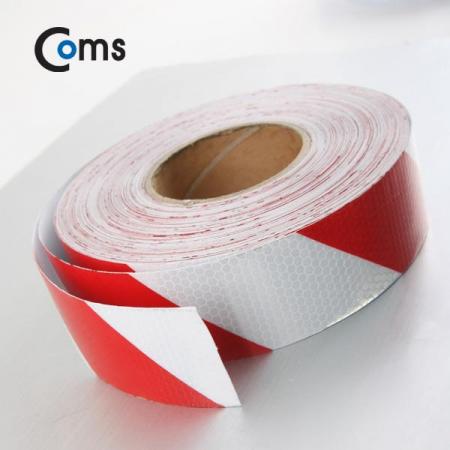 디바이스마트,화학/산업/안전 > 접착제/메꿈제/테이프 > 각종 테이프 > 기타 테이프류,Coms,안전 형광테이프(사선), Red [IB879],5cm * 50M / 반사 스티커 - 사선/빨강,흰색/육각도트