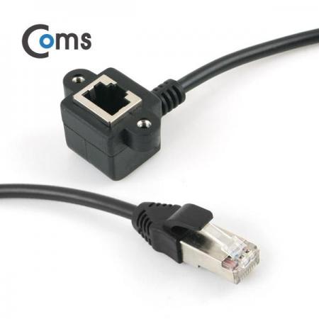디바이스마트,케이블/전선 > USB 케이블 > 패널마운트(MF) 케이블,Coms,RJ45 포트, 연장 1M, STP (ㄱ자) 브라켓 연결용, 판넬형 [NA816],브라켓 고정형 RJ 45포트 LAN 연장 케이블 / 길이 : 1m / 색상 : 블랙