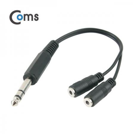 디바이스마트,케이블/전선 > 영상/음향 케이블 > 스테레오/RCA 케이블,Coms,스테레오 젠더 Y형(6.5M/3.5F*2) 20cm [NA330],Y형 스테레오 젠더 / 6M + 3.5F * 2 / 길이 : 20cm / 색상 : 블랙