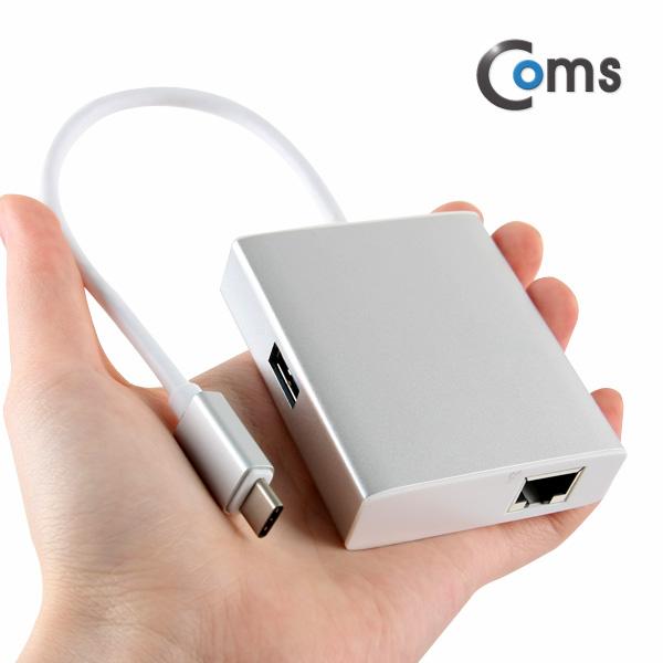 USB 3.1 컨버터(Type C), 랜(10/100Mbps) + USB 3.0 HUB 2P [IB079]