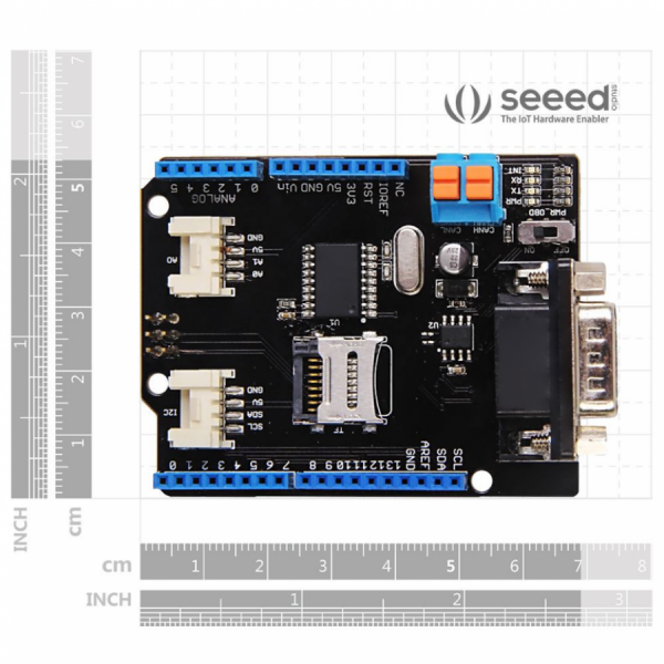 디바이스마트,MCU보드/전자키트 > 통신/네트워크 > CAN통신,Seeedstudio,CAN-BUS Shield V2 [103030215],고성능 IC 독립형 MCP2515 CAN-BUS 컨트롤러 및 고속 MCP2551 CAN 트랜시버 / 9핀 Sub-D 커넥터 제공 / 통신 속도: 최대 1Mb/s의 CAN V2.0B 구현 / OBD-II 및 CAN 표준 핀아웃, TF 카드 슬롯용 변경 가능한 CS 핀, 그리고 INT 핀 지원