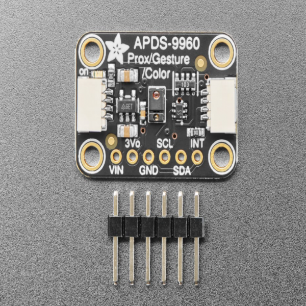 디바이스마트,MCU보드/전자키트 > 센서모듈 > 빛/조도/컬러/UV > 컬러/UV센서,Adafruit,근접, 빛, RGB, 제스쳐 센서 Adafruit APDS9960 Proximity, Light, RGB, and Gesture Sensor [ada-3595],제스처 감지, RGB 색상 감지, 근접 감지, 주변 광선 감지 /  I2C 인터페이스 / 4개의 IR 센서로 빛 반사율 변화 측정 /  3.3V 또는 5V 마이크로 컨트롤러와 함께 사용