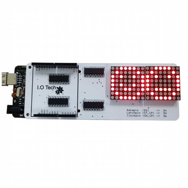 디바이스마트,오픈소스/코딩교육 > 아두이노 > 아두이노 호환쉴드,I.O Tech,[아두이노 쉴드] I.LED Matrix Shield,아두이노(Arduino) 우노보드와 간단히 연결하여 사용할 수 있는 아두이노 쉴드형 모듈