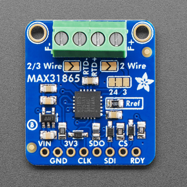 디바이스마트,MCU보드/전자키트 > 센서모듈 > 온도/습도 > 온도센서,Adafruit,Adafruit PT1000 RTD Temperature Sensor Amplifier - MAX31865 [ada-3648],PT1000 RTD 온도 센서 앰프 / Arduino 호환 / 정확한 온도 감지 / 0 ° C~1000 옴 / 온도 변화에 따라 저항 값을 변경하는 저항 포함 / 2pcsx 2핀 터미널 블록(RTD 센서 연결용) 및 1pcs 핀헤더 포함 / RTD 센서 미포함