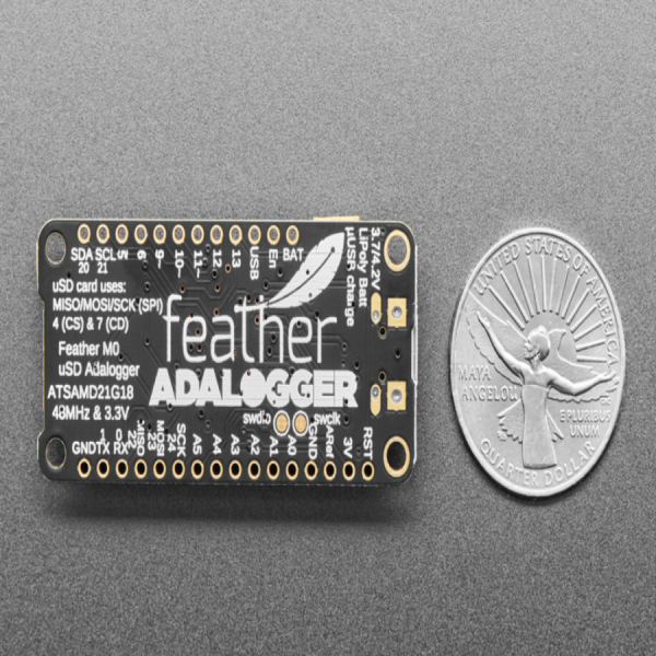디바이스마트,오픈소스/코딩교육 > 아두이노 > 아두이노 호환보드,Adafruit,Adafruit Feather M0 Adalogger [ada-2796],피더 M0 데이터로거 /  Arduino Zero 에서 사용 된것과 동일한 48MHz 및 3.3V 로직으로 클럭 된 ATSAMD21G18 ARM Cortex M0 프로세서
