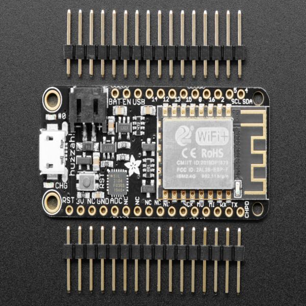디바이스마트,MCU보드/전자키트 > 통신/네트워크 > 와이파이,Adafruit,Adafruit Feather HUZZAH with ESP8266 - Loose Headers [ada-2821],USB 배터리 충전이 내장된 올인원 ESP8266 와이파이 개발 보드 / 3.7V 리튬 폴리머 배터리 용 커넥터를 추가해 마이크로 USB 커넥터에서 바로 작동 / ESP8266 @ 80MHz, 3.3V / 9 x GPIO 핀 - I2C 및 SPI로도 사용