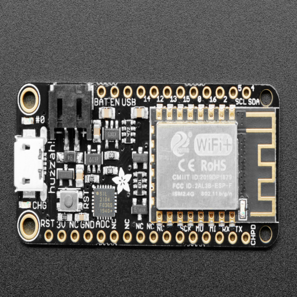 디바이스마트,MCU보드/전자키트 > 통신/네트워크 > 와이파이,Adafruit,Adafruit Feather HUZZAH with ESP8266 - Loose Headers [ada-2821],USB 배터리 충전이 내장된 올인원 ESP8266 와이파이 개발 보드 / 3.7V 리튬 폴리머 배터리 용 커넥터를 추가해 마이크로 USB 커넥터에서 바로 작동 / ESP8266 @ 80MHz, 3.3V / 9 x GPIO 핀 - I2C 및 SPI로도 사용