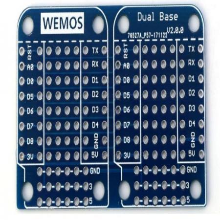 디바이스마트,오픈소스/코딩교육 > 파이썬/IoT 개발 보드 > WeMos > WeMos 정품보드/모듈,WeMos,[정품] WeMos D1 Mini용 2단 베이스보드 Dual Base V2.0.0,wemos.cc 공식 판매페이지에서 구매한 정품 /  WeMos D1 미니용 듀얼 베이스보드