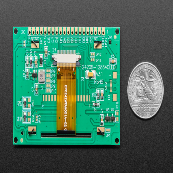 디바이스마트,MCU보드/전자키트 > 디스플레이 > LCD/OLED,Adafruit,Monochrome 2.42' 128x64 OLED Graphic Display Module Kit  [ada-2719],2.42인치의 직사각형 디스플레이입니다. 128x64 개별적인 OLED 픽셀로 구성되어있습니다. 8비트 모드에서 SPI나 I2C 모드로 바꿀수 있습니다.