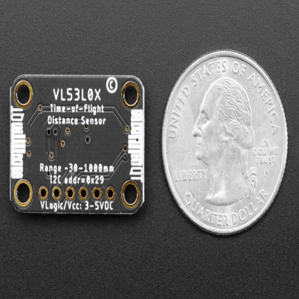 디바이스마트,MCU보드/전자키트 > 센서모듈 > 라이다/거리/초음파/라인 > 거리/근접센서,Adafruit,Adafruit VL53L0X Time of Flight Distance Sensor - ~30 to 1000mm [ada-3317],비행 시간이나 빛이 센서로 다시 돌아오는데 걸린 시간을 감지 / 기본 모드에서 약 30mm에서 1.2m까지 측정 / 3 ~ 12 %의 정확도 / Size: 21.0mm x 18.0mm x 2.8mm
