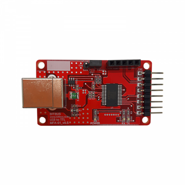 디바이스마트,MCU보드/전자키트 > 개발용 장비 > USB/RS232/RS485 컨버터,비트버스,USB to UART TTL 모듈 [MFA-01],USB to Serial 커넥터와 블루투스 연결 커넥터를 포함하고 있습니다 . 이 모듈은 Uart Serial 인터페이스로연결되는 Arduino Mini보드 같은 제품과 호환되어 Arduino스케치 프로그램을 사용할 수 있습니다 . 기존의 Arduino Uno 을 사용할 때 연결되는 USB B Type 케이블을 사용 수 있게 제작 되었습니다 .