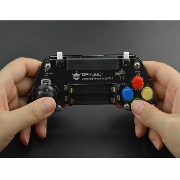 디바이스마트,오픈소스/코딩교육 > Micro:Bit > 마이크로비트 확장/변환보드,DFROBOT,마이크로비트용 게임패드 micro:bit Gamepad (V4.0) [DFR0536],마이크로비트를 기반으로한 확장 게임패드 입니다. 프로그래밍 가능한 내장진동모터, 버저 및 LED가 있습니다. 또한 플랫폼은 MakeCode 그래픽 프로그래밍과 Python을 지원합니다.