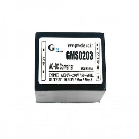 디바이스마트,전원/파워/배터리 > SMPS > On-Board 타입 > 1채널 (Single),지엠테크,GMS0203,On board 타입 1채널 2W SMPS / 출력전압 : 3.3V / 출력전류 : 550mA / 입력전압 : AC 90~240V / 변환효율 : 66% / 지엠테크