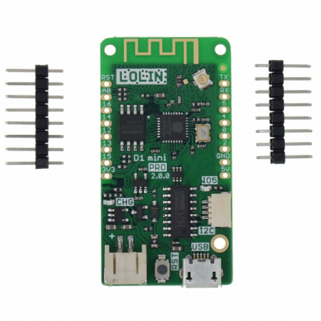 디바이스마트,오픈소스/코딩교육 > 파이썬/IoT 개발 보드 > WeMos > WeMos 정품보드/모듈,WeMos,[정품] LOLIN D1 mini Pro V2.0.0 ESP8266 WiFi IoT 개발보드,공식 정품 / Arduino 및 NodeMCU 호환 ESP8266EX Wifi 개발보드 / CH340 USB to UART / 작동 전압 : 3.3V / 16M bytes(128M bit) Flash / External antenna connector, Built-in 3dB ceramic antenna / 34.2mm * 25.6mm, 두께/