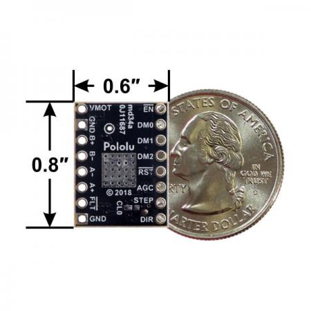 디바이스마트,MCU보드/전자키트 > 버튼/스위치/제어/RTC > 모터/모터컨트롤,Pololu,TB67S249FTG Stepper Motor Driver Compact Carrier (Header Pins Soldered) #3097,스테핑 모터 드라이버 / male 헤더핀이 장착되어 있어 납땜이 필요하지 않음 / 작동 전압: 10V~47V / 연속 전류: 1.6A / 최대 연속 전류: 4.5A