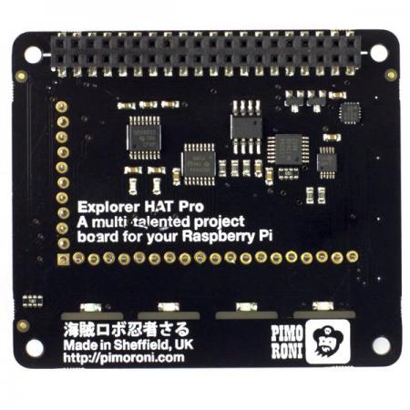 디바이스마트,오픈소스/코딩교육 > 라즈베리파이 > 라즈베리파이 확장보드/HAT,Pimoroni,Explorer HAT Pro [PIM082],디지털 입력 및 출력, 아날로그 입력, 정전식 터치 패드, Croc. 클립 호환 패드, 컬러 LED, 모터 드라이버,브레드 보드등 내장 되어있고 회로 실험 및 DIY 로봇 구성에 도움이 되는 라즈베리 파이용 확장 보드입니다